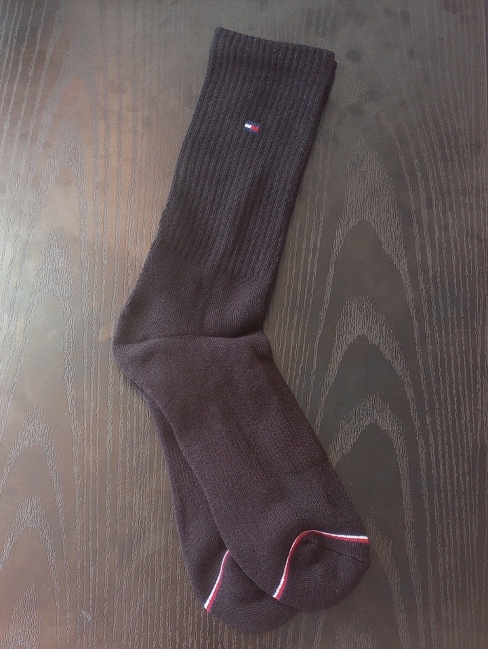 Tommy Hilfiger Cotton Blend Black Crew Mid-calf Socks Logo Men Shoe Size 7-12